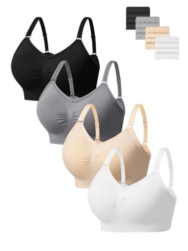 HBselect 4Pcs Sujetador sin Aros para Mujer Cómodo Bralette sin Costuras