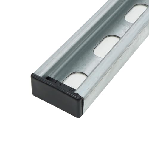 Image of 12 Packs 1-5 /8 inch X 13 /16 inch Plastic Safety Low Profile End Caps for Unistrut Channel, Black
