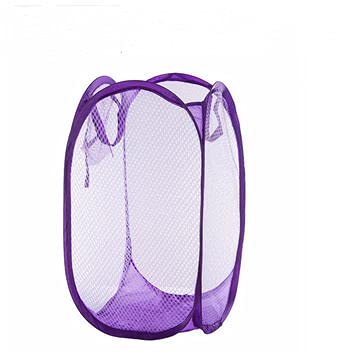 Toysrex Purple Foldable Pop Up Mesh Washing Laundry Basket Bag Bin Hamper Toy Tidy Storage Organiser Organizer (Purple)