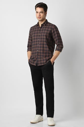 Image of Peter England Men's Checkered Cotton Shirt | Smart Casual | Full Sleeves