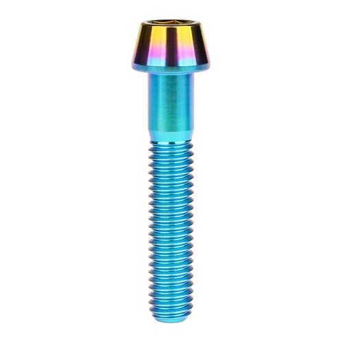 Image of Titanium Ti Bolt M5x9 16 18 20 25 30 35 40 45 50 55 60mm Tapered Head Screws Pack of 4 (M5x30mm, Iridescent Blue)