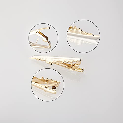 8PC Modeling Tie Clips for Men Silver Gold Black Grey Tie Clip Cars Warship Glasses Beard Baseball Umbrella Tie Bar Suitable for Holiday Gifts, Family Parties, and Anniversaries.…3