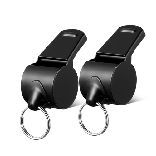 HANABASS 2-Pack Stainless Steel Whistles Outdoor Emergency Safety Signal Metal Whistles for Sports Hiking Camping