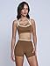 OMEWEE Workout sets for women 2 piece: Fashion contrasting lines Sports Bra and Tummy Control Butt-lifting Shorts brown M