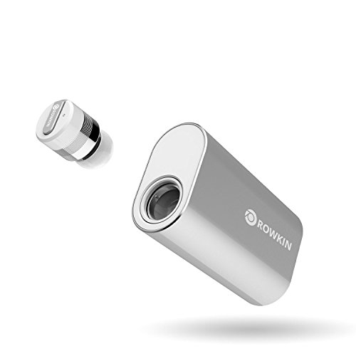Rowkin Bit Charge Single: True Wireless Earbud w/Charging Case. Bluetooth Headphone, Smallest Cordless Hands-Free Mini Earphone Headset w/Mic for Android and iPhone (Buy 2 for Stereo Sound) - Silver