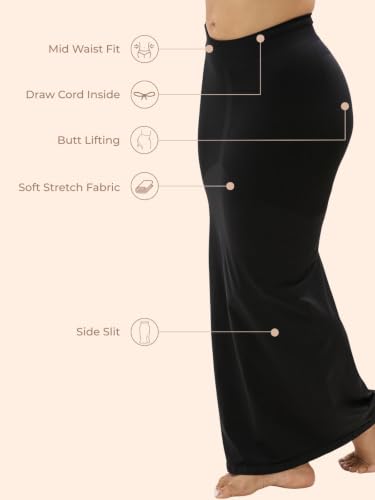 Image of UNDERNEAT Womens Saree Shapewear | All-Day Comfort Fit and Tummy Shaping | Flawless Silhouette | Slide Slit Saree Shaper | Seamless Petticoat for Women | Body Shaper Skirts for Women