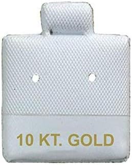 N'icePackaging - 200 Qty 10 KT Gold Imprinted White 1" x 1" Vinyl Puff Pad Earring Cards - for Display & Sales - Clip/Wire/Post Earrings