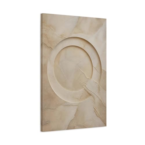 Tableau abstrait beige et tan en toile 50x75 cm pour décoration murale verticale