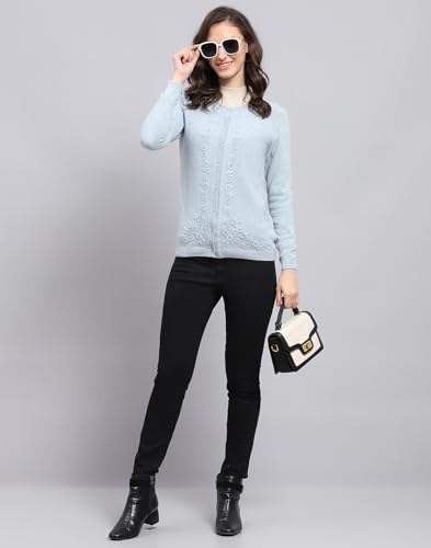 Image of Monte Carlo Women Regular Fit Full Sleeve Solid Round Neck Winter Cardigan (Pack of 1)