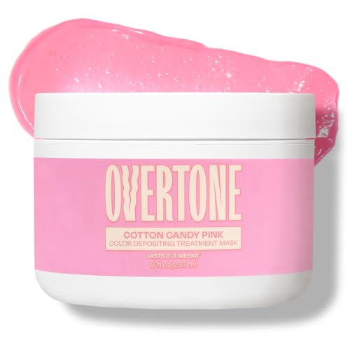Image of Overtone Semi Permanent Hair Color Conditioner, Cotton Candy Pink, 8 oz, Nourishing, Damage-Free, Color Depositing Mask for All Hair Types with Shea Butter & Coconut Oil, Vegan & Cruelty-Free