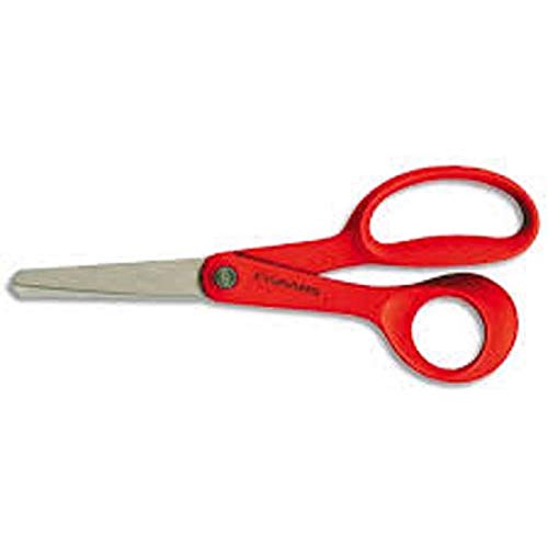 Lot de 5 ciseau classic longueur 14cm, pour gaucher bout rond, rouge