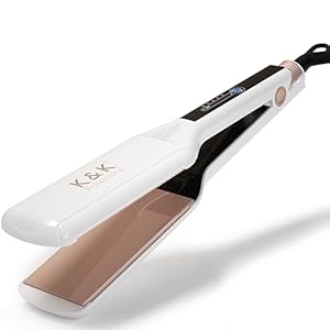 K&K 2.25 Inch Flat Iron Hair Straightener, Professional Extra Wide Hair Straighteners for Therapy Keratin, 3D Floating Ceramic Tourmaline Coating Plate Irons for Thick Hair, Damage and Frizz Free