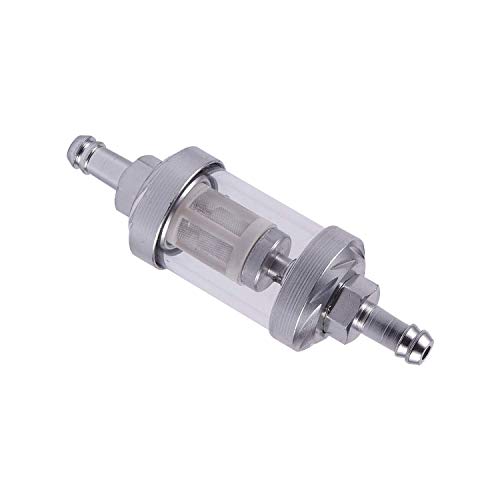 Liseng Universal Chrom Glas Kraftstoff Benzin Dieselmotor Inline Filter 5/16 8mm Silber für Motorräder