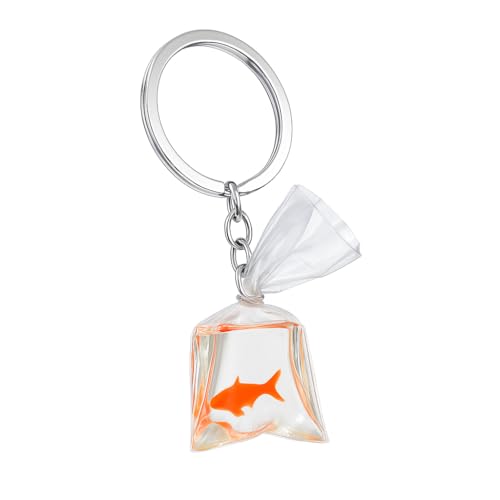 Porte-Clés Poisson Rouge – Porte-Clé Poisson Breloque de Sac pour Femme avec Poisson Pochette Transparente, Cadeaux Porte-Cléf Mignons pour Amateurs...