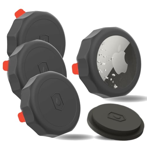 Panjal - [4 Pack] IP68 Waterproof AirTag Case | Holder with Ultra Adhesive Sticker | AirTag Sticker Mount for Bike Remote Drone Car Luggage Hidden - Black - -13%