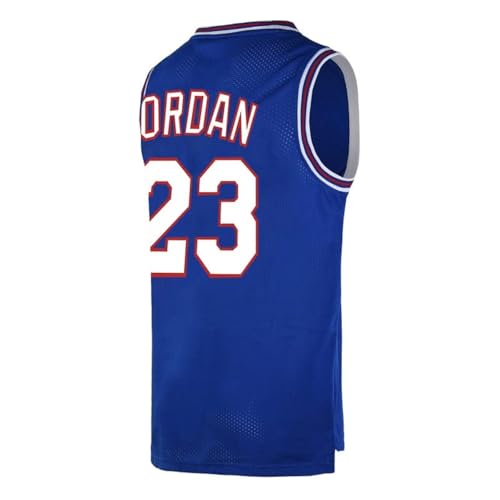 OTHERCRAZY Mens Basketball Jersey #23 Space Movie Jersey S-XXL White/Black/Blue (Blue, Large)