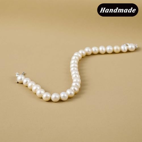 Gifts for Women 925 Sterling Silver Freshwater Cultured Pearl Bracelet Waterproof Boho Simple Dainty Natural Real Pearl Beaded Bolo Tennis Jewelry3