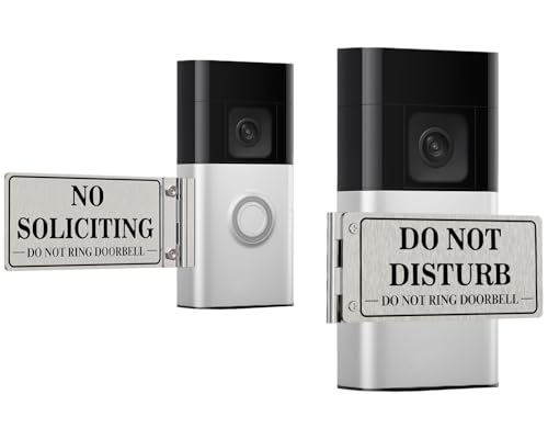 Metal Doorbell Cover No Soliciting Sign for House & Front Door Flipable No Soliciting Sign for Ring Doorbell Easy to Mount Great Gift for Home Officers and Exhausted Moms with Sleeping Baby(Left)