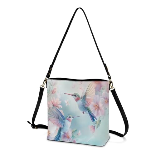 Image of HUGS IDEA Boho Bags for Women Leather Handbag Shoulder Bucket Crossbody Purse
