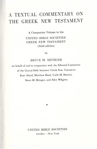 A Textual Commentary on the Greek New Testament... B002C5TSM2 Book Cover
