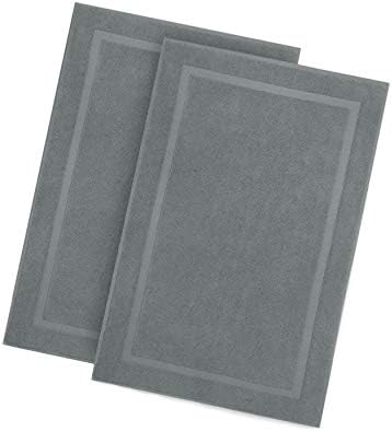 COTTON CRAFT Bath Tub Mats - 2 Pack 100% Cotton Ultra Absorbent Low Lint Plush Heavyweight 1000 GSM Luxury Hotel Shower Bathroom Towel Rug Step Out Floor Mat -Not a Bathroom Rug - 21x34- Charcoal Grey