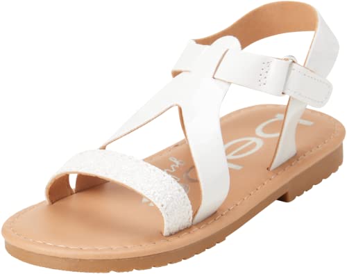 bebe Baby Girls? Sandals ? Strappy Patent Leatherette Glitter Sandals (Toddler), Size 5 Toddler, White