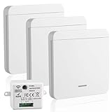 4 Piezas Interruptor Inalámbrico Kit, 433MHz Interruptor de Luz Pared Sin Cableado con Receptor 220V 10A, Mando a Distancia Alcance 30m, Control Remoto para Lámpara LED, Techo, Electrodomésticos