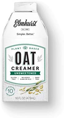 Elmhurst 1925 Unsweetened Oat Creamer, Plant-Based, Vegan, 16 Ounce (Pack of 6)