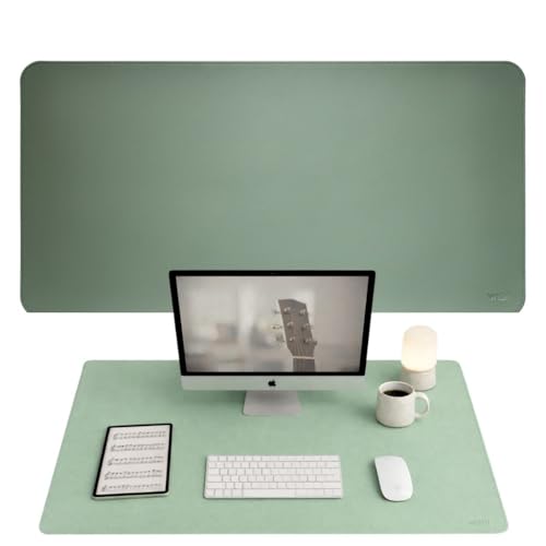 Mousepad Deskpad Grande 90x40cm Premium em Couro Ecológico | Deskpad Antiderrapante para Escritório e Home Office (Menta)