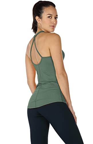 Icyzone Workout Yoga Fitness Sports Racerback Tank Tops For Women (L, Smoke Pine) #TOP3