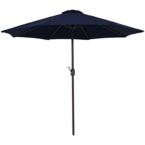 Sunnydaze Sunbrella Patio Umbrella With Auto Tilt And Crank, 9 Foot Outdoor Market Umbrella, Rust Resistant Aluminum, Sunbrella Navy Blue #TOP4
