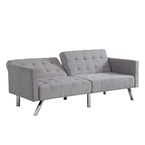 Merax 74.8" L Loveseat Sofa Lounge Couch With Metal Legs, Reclining Sleeper Sofa Bed, Adjustable Upholstered Fold-Able Sofa Couch For Living Room, Light Grey #TOP7