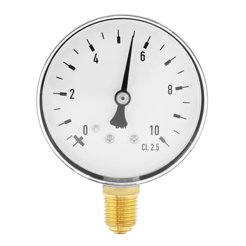 Manómetro de presión de agua, aceite y aire con conexión lateral de 1/4" NPT y escala 0-10 Bar
