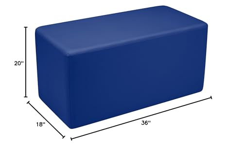 Image of Sprogs 18 inch H Structured Rectangle Stool -Flexible Modular Collaborative Soft Seating for Office, Home, Lounge and School Classrooms with Durable Frame & Set of 2 inch Casters Add-on -Blue