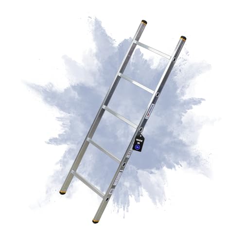 PROREGAL Sprossen-Anlegeleiter Atlas | ohne Traverse | 5 Sprossen | Arbeitshöhe 2,44m | Traglast 150kg | Alu Leiter Haushaltsleiter Arbeitsleiter Steigleiter