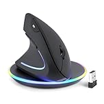 Perixx PERIMICE-713LRX - Wireless Rechargeable Vertical Mouse for Left Handed Users Dual Charging Wired and Wireless Includes Wireless Charging Station