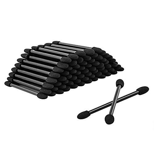 Ponpon 100Pcs Eyeshadow Applicators Dual Sides Eye Sponge Applicators Disposable Eyeshadow Brush for Girls Lady Women Makeup