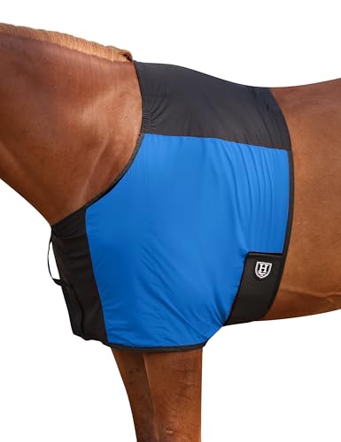 Harrison Howard Horse Shoulder Guard with Fleece-Lined Front Legs, Anti-Rub Stretch Nylon Protector for Horse Care Blankets Blue M