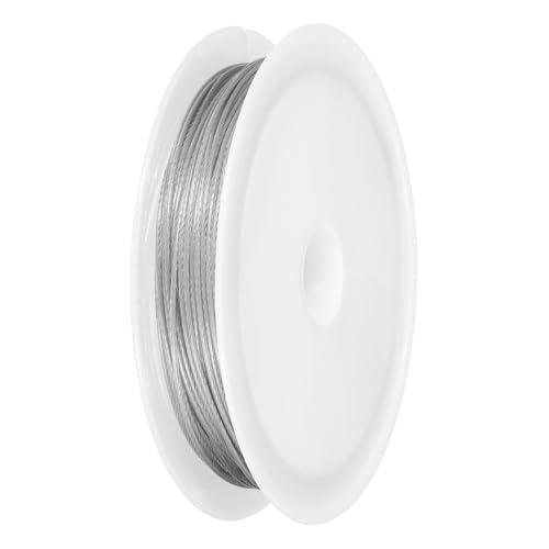 PATIKIL 33FT (10m) 0.028inch (0.7mm) 7-Strand Bead String Wire, Stainless Steel Nylon Coated Bead Cord Stringing Wire for Jewelry Bracelet Beading Making, Silver