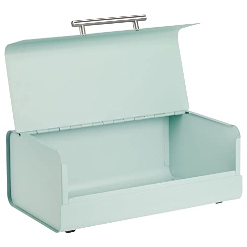 Mdesign Metal Bread Box Bin With Hinged Lid - For Kitchen Countertop, Island And Pantry - Large Capacity Storage, Vintage-Inspired Design - Multi-Purpose Storage Container For Home - Mint Green #TOP7