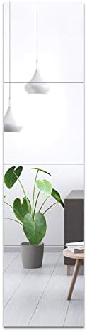 EVENLIVE® Full Length Mirror Tiles, Frameless Wall Mirror 12 Inch 4 pcs, Vanity Mirror, Long Mirror,Body Mirror, Gym Mirrors for Home Gym, for Door, Closet, Room