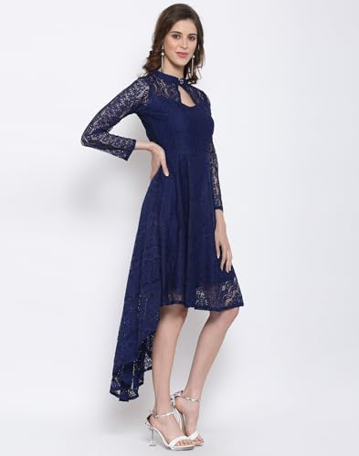 Image of Women's Russel Net Fit & Flare Dress, Trend with High Low Stylish Western Look