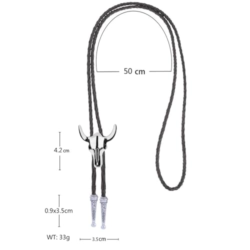 Image of Cowboy Bolo Tie for Men, Vintage Cow Skull Bolo Tie Necklace Native American Necktie for Men Women
