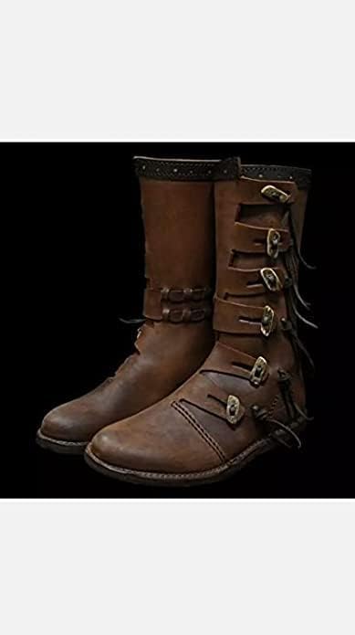Medieval Leather Shoes Medieval Leather Loafer Boot Caribbean Pirate Costume boot genuine leather Wood buckle