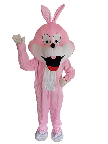 Image of Bookmycostume Pink Bunny Cartoon Mascot Costume For Theme Birthday Party & Events | Adults | Full Size Adults - Foam