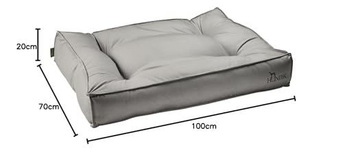 HUNTER Lancaster Hundebett, gesteppt, gemustert, weich gepolstert, 100 x 70 cm, grau