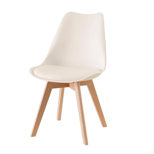 Baroni Home Sedia da Pranzo o Ufficio con Gambe in Legno, Sedia Ergonomica con Cuscino Integrato 57X48X79 cm (1, Bianco Gambe in Legno)