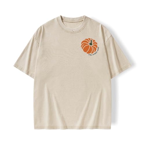 Graphic Tees Halloween Novelty Women Men Cotton Oversized Christian Pumpkin Washed T-Shirt2