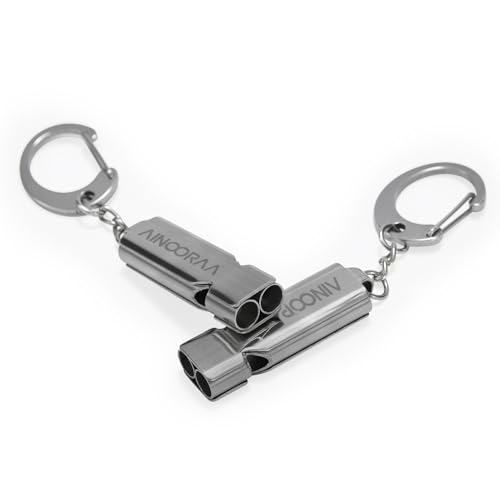 Silbatos de emergencia 2 pack con llavero acero inoxidable miniatura 1