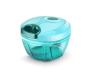 KHODAL TEX. Plastic Manual Quick Chopper/Slicer for Vegetables and Dry Fruit, Smart Handy Kitchen Tool with 3 Stainless Steel Blade 450 ml (Multicolor Pack of 1)